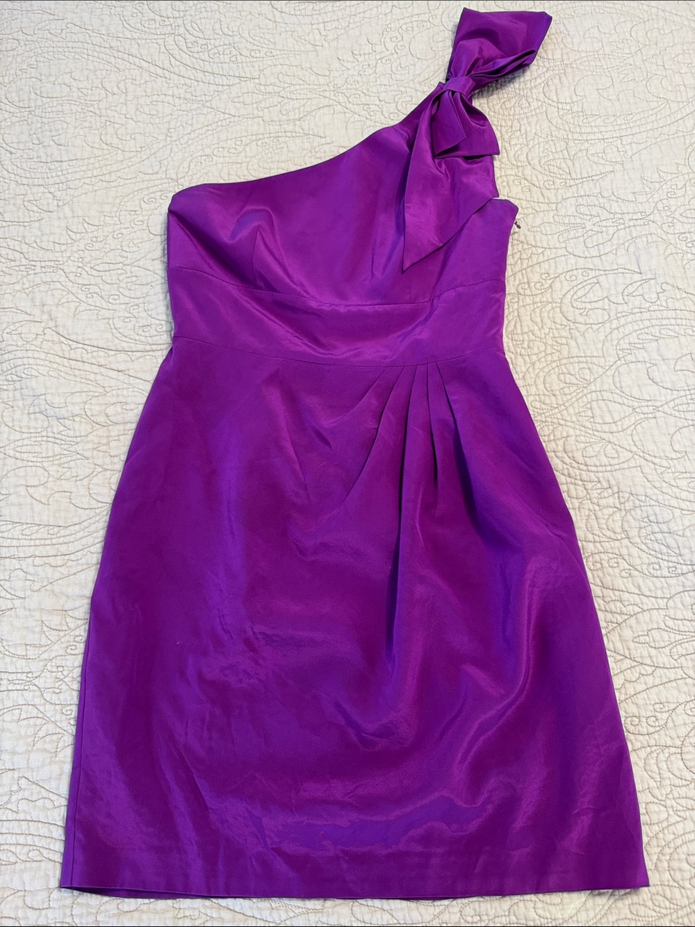 ANTONIO MELANI One-Shoulder Purple Silk Dress with Shoulder Bow